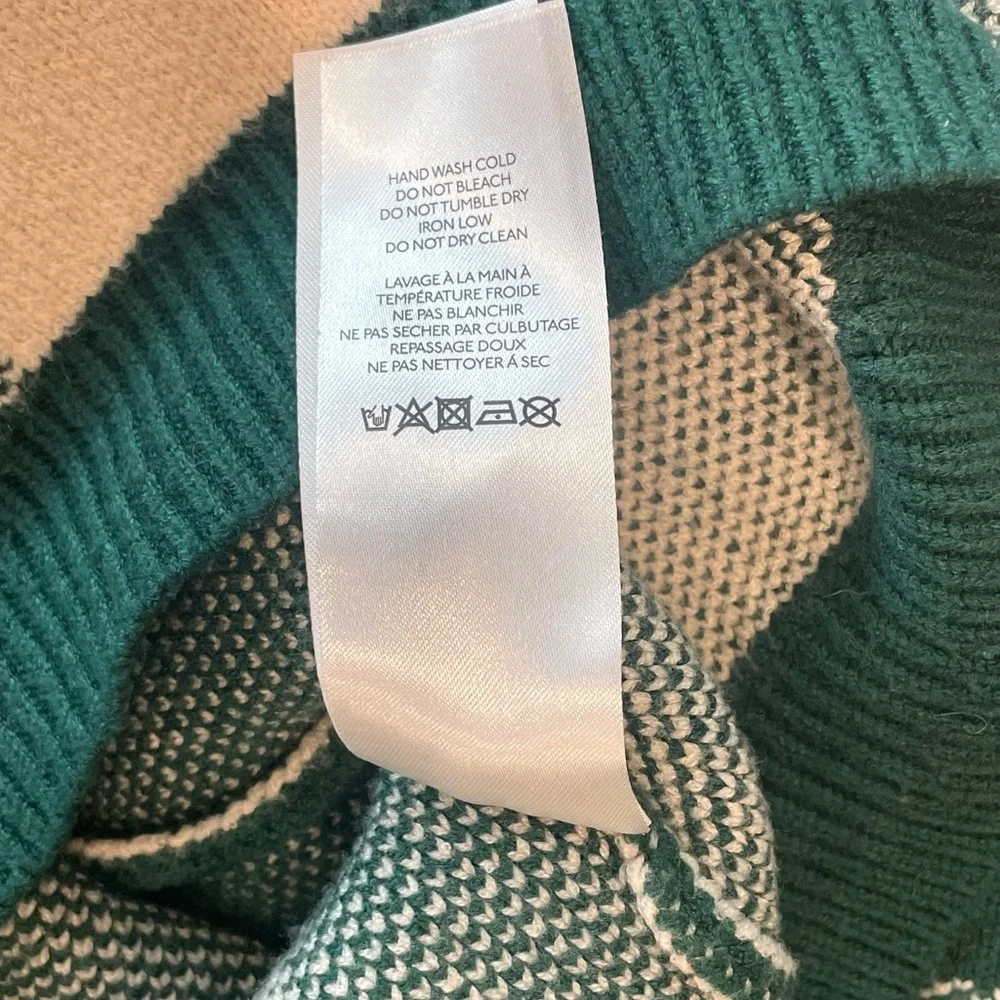 Anthropologie Buffalo Plaid Sweater, built in ruffle collar, S, like new - Picture 9 of 9